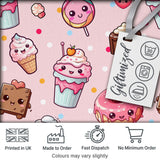 Cute Kawaii Dessert Cake Cupcake Donut Candy Sweet Treat Seamless Pattern Soft Pink Background Digital Print Fabric by the Metre UK