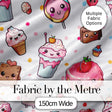 Cute Kawaii Dessert Cake Cupcake Donut Candy Sweet Treat Seamless Pattern Grey Background Digital Print Fabric by the Metre UK