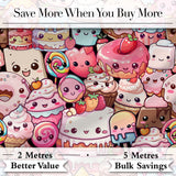Cute Kawaii Dessert Cake Cupcake Donut Candy Sweet Treat Collage Pattern Pastel Sweets Background Digital Print Fabric by the Metre UK