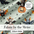 Cute Halloween Bat Pumpkin Star Night Seamless Pattern Sage Green Background Digital Print Fabric by the Metre UK Sewing Quilting Textile