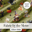 Halloween Teddy Bear Witch Cat Bat Pumpkin Seamless Pattern Olive Green  Digital Print Fabric by the Metre UK Sewing Quilting Textile