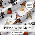 Halloween Teddy Bear Witch Cat Bat Pumpkin Seamless Pattern Light Grey  Digital Print Fabric by the Metre UK Sewing Quilting Textile