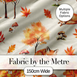 Cute Autumn Fox Leaves Mushrooms Forest Seamless Pattern Cream Background Digital Print Fabric by the Metre UK Sewing Quilting Textile