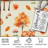 Cute Autumn Fox Leaves Mushrooms Forest Seamless Pattern Cream Background Digital Print Fabric by the Metre UK Sewing Quilting Textile