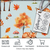 Sleeping Fox Autumn Leaves Mushrooms Forest Seamless Pattern Blue  Digital Print Fabric by the Metre UK Sewing Quilting Textile