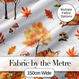 Sleeping Fox Autumn Leaves Mushrooms Forest Seamless Pattern Grey  Digital Print Fabric by the Metre UK Sewing Quilting Textile