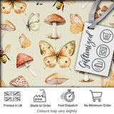 Vintage Butterflies Bees Mushrooms Nature Seamless Pattern Sage Green  Digital Print Fabric by the Metre UK Sewing Quilting Textile