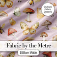 Vintage Butterflies Bees Mushrooms Nature Seamless Pattern Blush Pink  Digital Print Fabric by the Metre UK Sewing Quilting Textile
