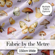 Vintage Butterflies Bees Mushrooms Nature Seamless Pattern Soft Lilac  Digital Print Fabric by the Metre UK Sewing Quilting Textile