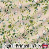 Watercolor Butterflies Green Leaves Branches Seamless Pattern Warm Beige  Digital Print Fabric by the Metre UK Sewing Quilting Textile