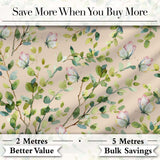 Watercolor Butterflies Green Leaves Branches Seamless Pattern Warm Beige  Digital Print Fabric by the Metre UK Sewing Quilting Textile