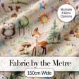 Watercolor Forest Animal Deer Owl Mushrooms Stars Seamless Pattern Light Peach  Digital Print Fabric by the Metre UK Sewing Quilting Textile