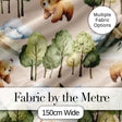 Watercolor Woodland Bear Trees Mountains Seamless Pattern Light Peach  Digital Print Fabric by the Metre UK Sewing Quilting Textile