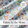 Cute Woodland Animals Rabbit Fox Butterfly Seamless Pattern Blue Background Digital Print Fabric by the Metre UK Sewing Quilting Textile