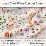 Woodland Animals Rabbit Fox Butterfly Seamless Pattern Blush Pink  Digital Print Fabric by the Metre UK Sewing Quilting Textile
