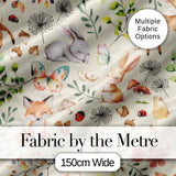 Woodland Animals Rabbit Fox Butterfly Seamless Pattern Sage Green  Digital Print Fabric by the Metre UK Sewing Quilting Textile