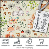 Woodland Animals Rabbit Fox Butterfly Seamless Pattern Sage Green  Digital Print Fabric by the Metre UK Sewing Quilting Textile