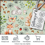 Cute Woodland Animals Rabbit Fox Butterfly Seamless Pattern Sage Background Digital Print Fabric by the Metre UK Sewing Quilting Textile