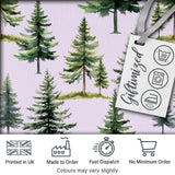 Watercolor Pine Tree Forest Seamless Pattern Lavendar Background Digital Print Fabric by the Metre UK Sewing Quilting Textile