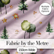 Watercolor Forest Trees Mushrooms Sun Moon Stars Seamless Pattern Blush  Digital Print Fabric by the Metre UK Sewing Quilting Textile