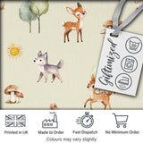 Woodland Deer Fox Squirrel Mushroom Forest Seamless Pattern Cream  Digital Print Fabric by the Metre UK Sewing Quilting Textile