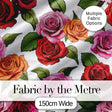 Bold Colorful Rose Flowers Seamless Pattern Light Grey Background Digital Print Fabric by the Metre UK Sewing Quilting Textile