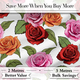 Bold Colorful Rose Flowers Seamless Pattern Light Grey Background Digital Print Fabric by the Metre UK Sewing Quilting Textile