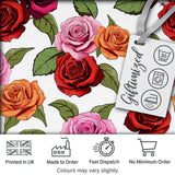Bold Colorful Rose Flowers Seamless Pattern Light Grey Background Digital Print Fabric by the Metre UK Sewing Quilting Textile