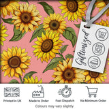 Bright Yellow Sunflower Floral Seamless Pattern Warm Coral Background Digital Print Fabric by the Metre UK Sewing Quilting Textile