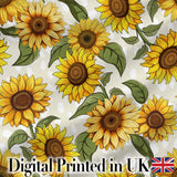 Bright Yellow Sunflower Floral Seamless Pattern Neutral Beige Background Digital Print Fabric by the Metre UK Sewing Quilting Textile