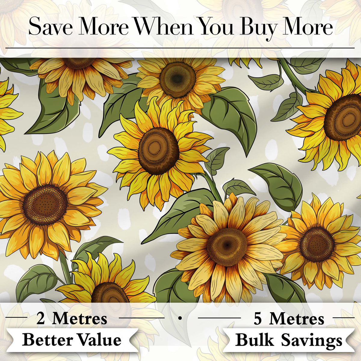 Bright Yellow Sunflower Floral Seamless Pattern Neutral Beige Background Digital Print Fabric by the Metre UK Sewing Quilting Textile