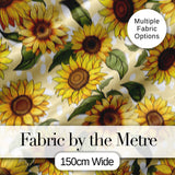 Bright Yellow Sunflower Floral Seamless Pattern Pink Dot Background Digital Print Fabric by the Metre UK Sewing Quilting Textile