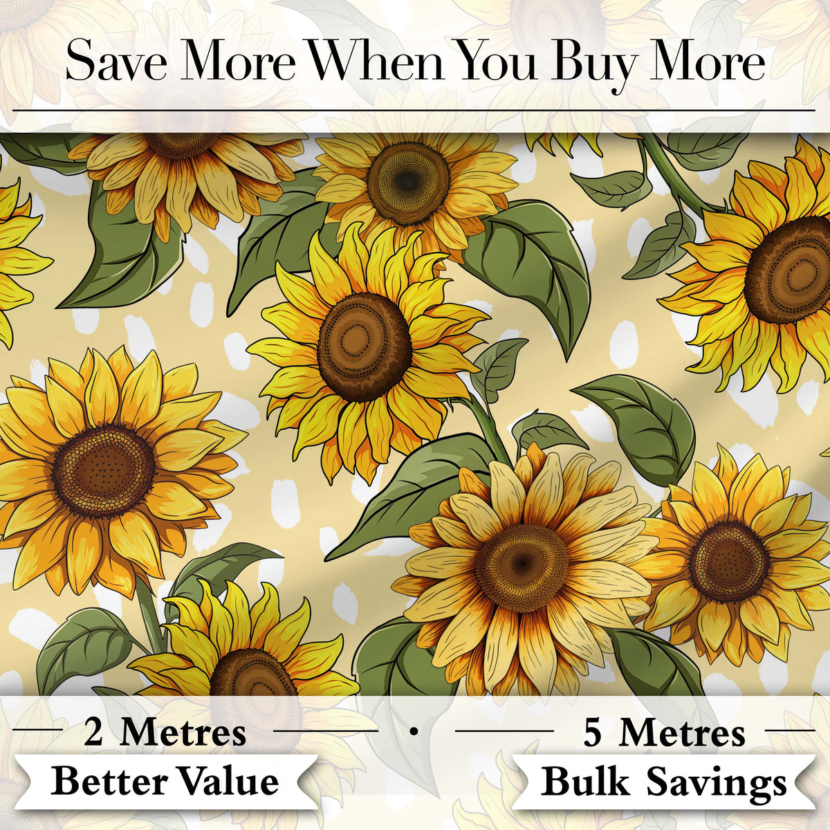 Bright Yellow Sunflower Floral Seamless Pattern Pink Dot Background Digital Print Fabric by the Metre UK Sewing Quilting Textile