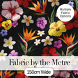 Tropical Hibiscus Bird of Paradise Floral Seamless Pattern Black Background Digital Print Fabric by the Metre UK Sewing Quilting Textile