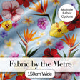 Tropical Hibiscus Bird of Paradise Floral Seamless Pattern Soft Blue Background Digital Print Fabric by the Metre UK Sewing Quilting Textile