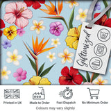 Tropical Hibiscus Bird of Paradise Floral Seamless Pattern Soft Blue Background Digital Print Fabric by the Metre UK Sewing Quilting Textile