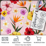 Tropical Hibiscus Bird of Paradise Floral Seamless Pattern Blush Pink  Digital Print Fabric by the Metre UK Sewing Quilting Textile