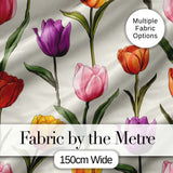 Elegant Tulip Floral Seamless Pattern Soft Neutral Background Digital Print Fabric by the Metre UK Sewing Quilting Textile