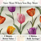 Elegant Tulip Floral Seamless Pattern Soft Neutral Background Digital Print Fabric by the Metre UK Sewing Quilting Textile