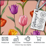 Elegant Tulip Floral Seamless Pattern Warm Peach Background Digital Print Fabric by the Metre UK Sewing Quilting Textile