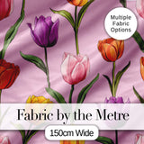 Elegant Tulip Floral Seamless Pattern Soft Pink Background Digital Print Fabric by the Metre UK Sewing Quilting Textile