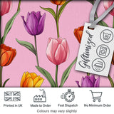 Elegant Tulip Floral Seamless Pattern Soft Pink Background Digital Print Fabric by the Metre UK Sewing Quilting Textile