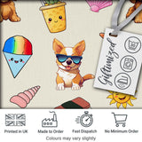 Cute Summer Chihuahua Dog Cartoon Seamless Pattern Neutral Background Digital Print Fabric by the Metre UK Sewing Quilting Textile