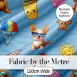 Cute Summer Chihuahua Dog Cartoon Seamless Pattern Blue Background Digital Print Fabric by the Metre UK Sewing Quilting Textile