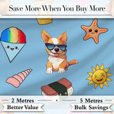 Cute Summer Chihuahua Dog Cartoon Seamless Pattern Blue Background Digital Print Fabric by the Metre UK Sewing Quilting Textile