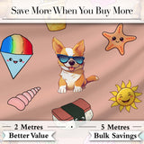 Cute Summer Chihuahua Dog Sunglasses Kawaii Beach  Seamless Pattern Digital Print Fabric by the Metre UK Sewing Quilting Textile