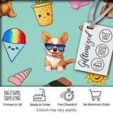 Summer Chihuahua Dog Sunglasses Kawaii Beach  Teal  Seamless Pattern Digital Print Fabric by the Metre UK Sewing Quilting Textile