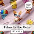 Summer Chihuahua Dog Sunglasses Kawaii Beach  Soft Pink  Seamless Pattern Digital Print Fabric by the Metre UK Sewing Quilting Textile