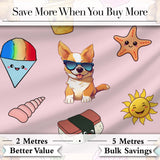 Summer Chihuahua Dog Sunglasses Kawaii Beach  Soft Pink  Seamless Pattern Digital Print Fabric by the Metre UK Sewing Quilting Textile