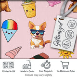 Summer Chihuahua Dog Sunglasses Kawaii Beach  Soft Pink  Seamless Pattern Digital Print Fabric by the Metre UK Sewing Quilting Textile